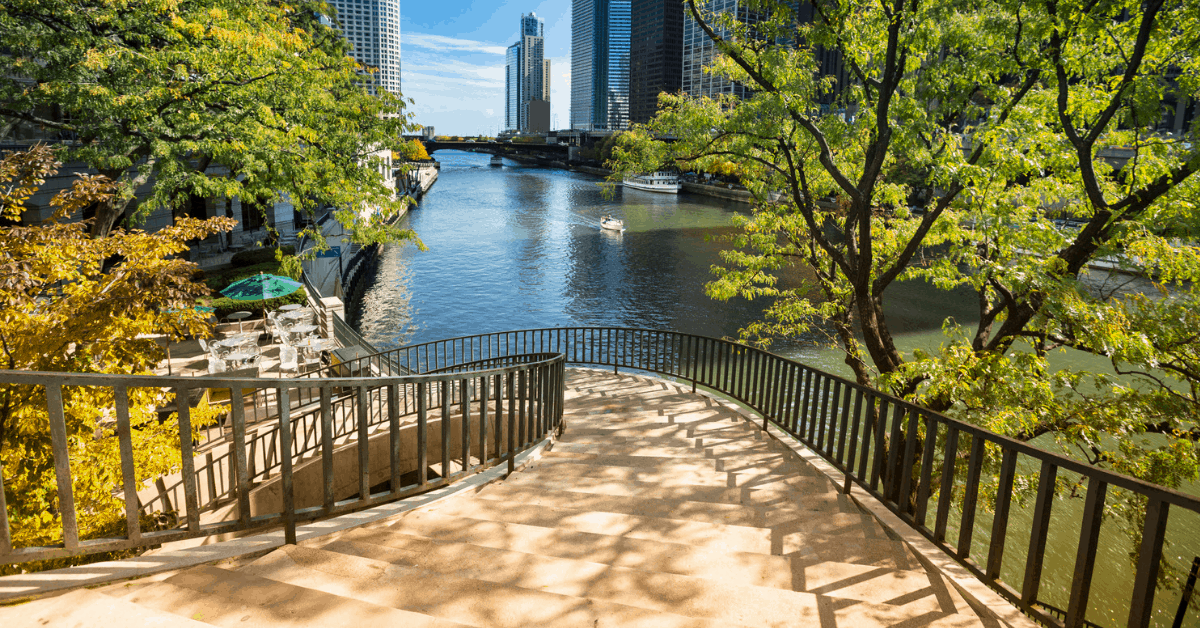 Stairs to the Chicago Riverwalk. Image credit: Pgiam/iStock