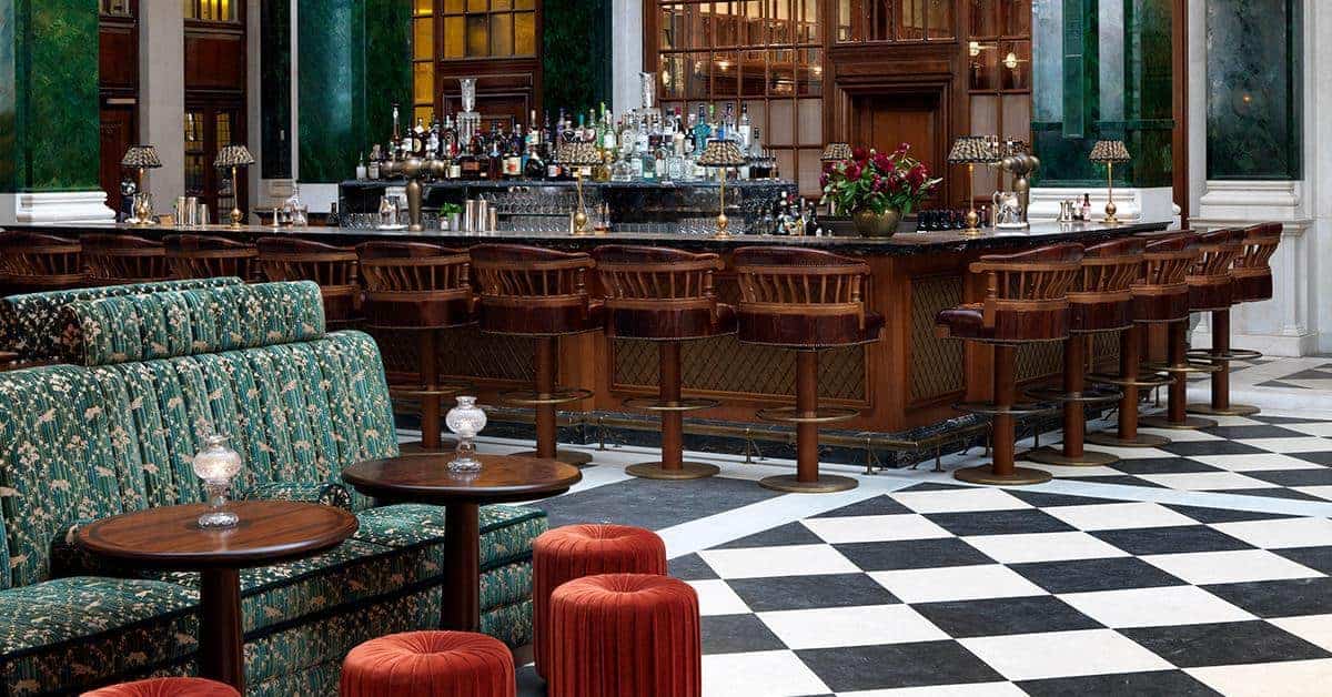 At the Ned hotel bar in London you will find the Nickel hotel bar serves a menu of time-honored American staples and classic cocktails. Image credit: The Ned.