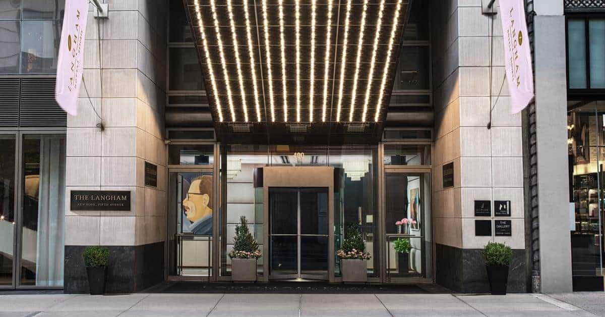 outside The Langham hotel in New York. Image credit: The Langham, New York.