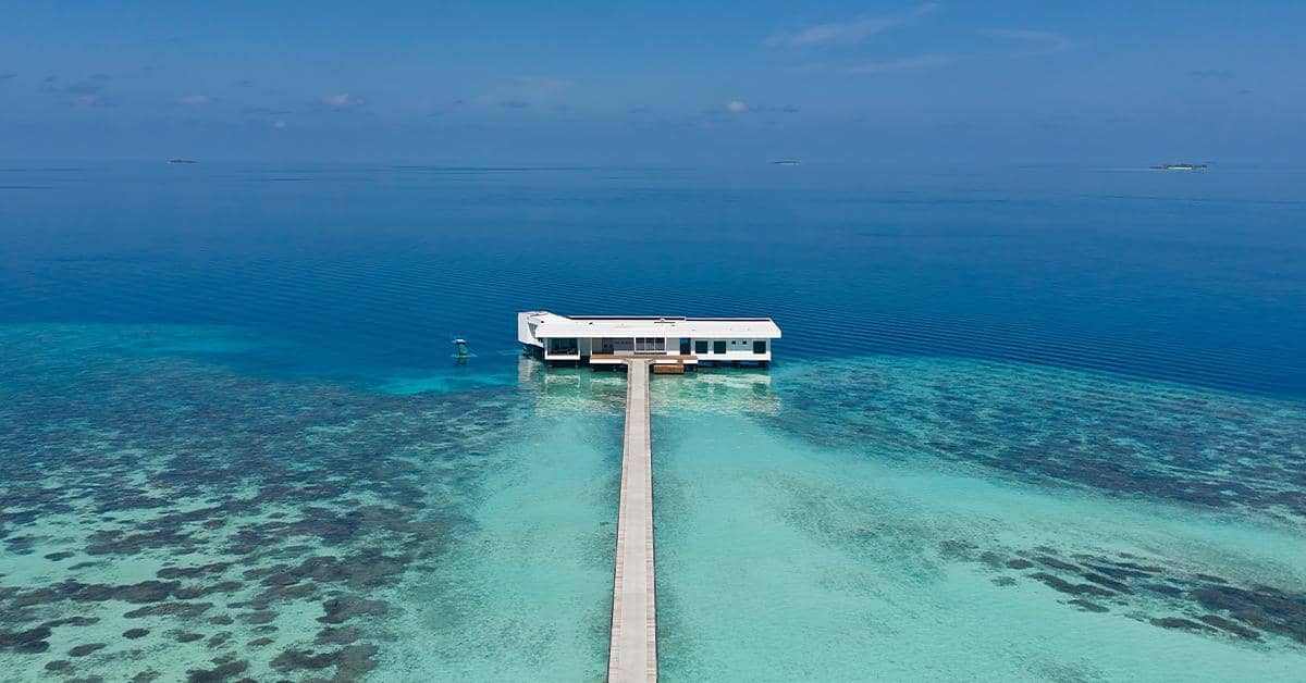 Underwater hotel The Muraka at Conrad Resort on Rangali Island, Maldives.
