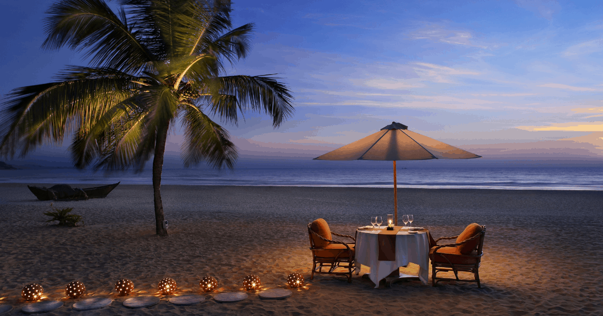 A romantic dining experience offered by The Leela Goa.