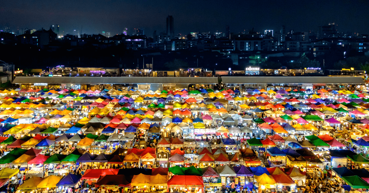 Train night market in Bangkok, Thailand. Image credit: Anusorn Tosuwan 