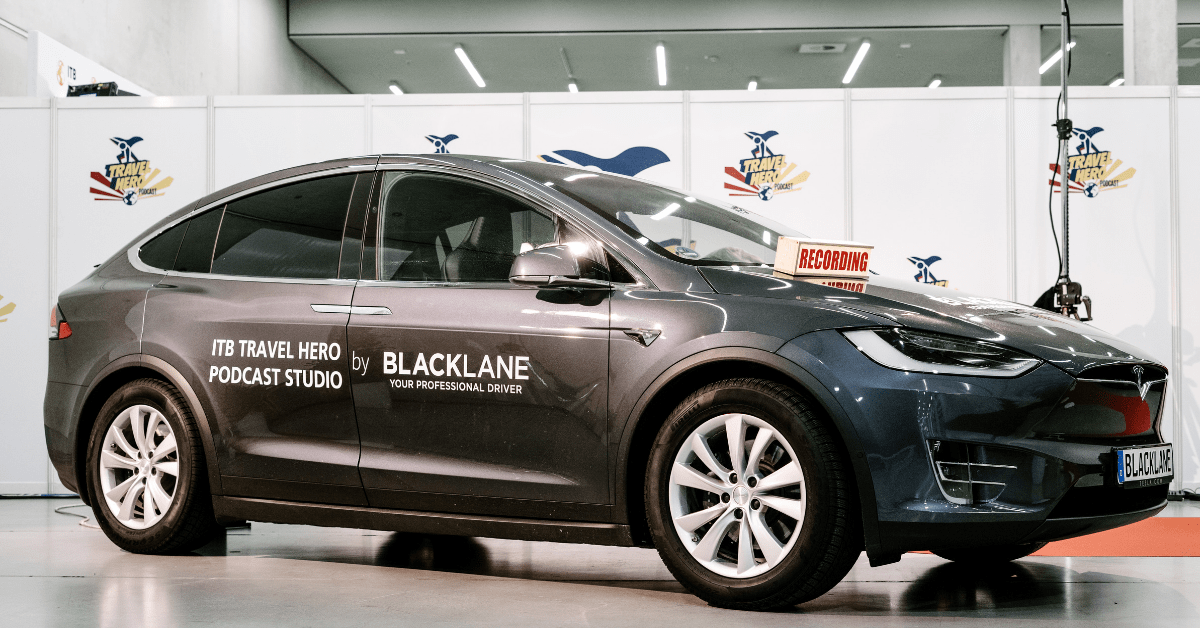 ITB Berlin 2019 will host a pop-up podcast inside one of Blacklane's Business Class Tesla vehicles.