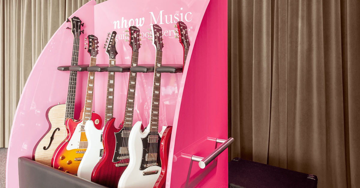 Guitars for hire at at nhow Berlin. Image credit: nhow