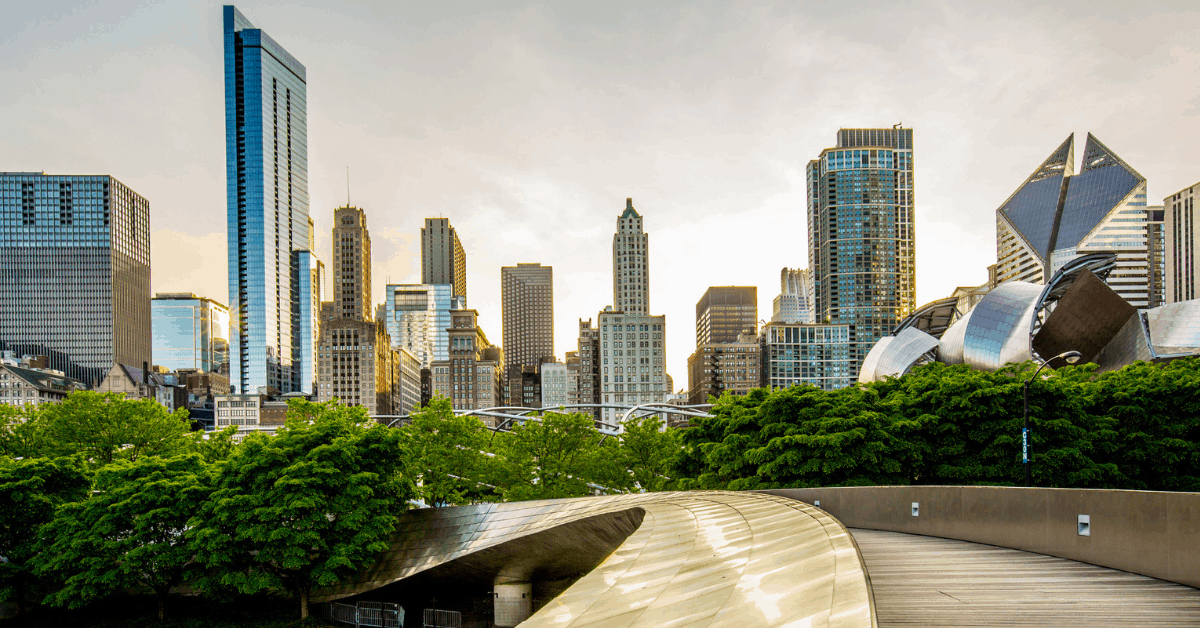A view to downtown Chicago from Millennium Park. Image credit: LevKPhoto/iStock