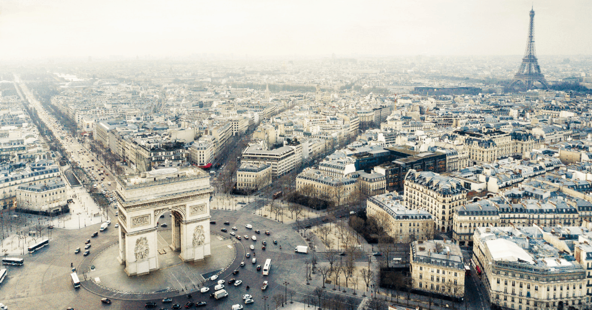 Aerial view of the Arc de Triomphe. Image credit: Orbon Alija/iStock