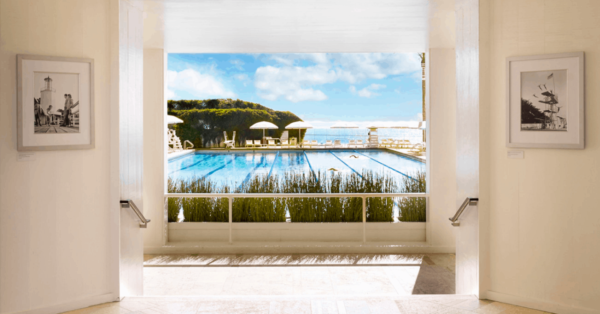 A view out to the on-site pool. Image credit: The Four Seasons Biltmore