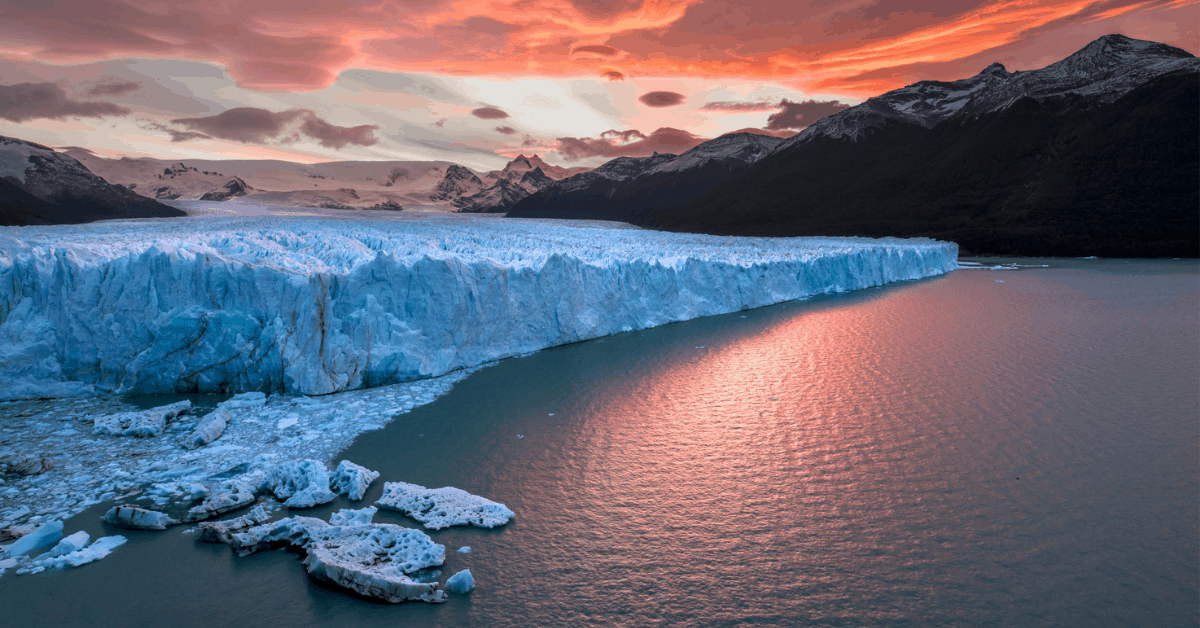 Sunset at Perito Moreno Glacier. Image credit: nikpal