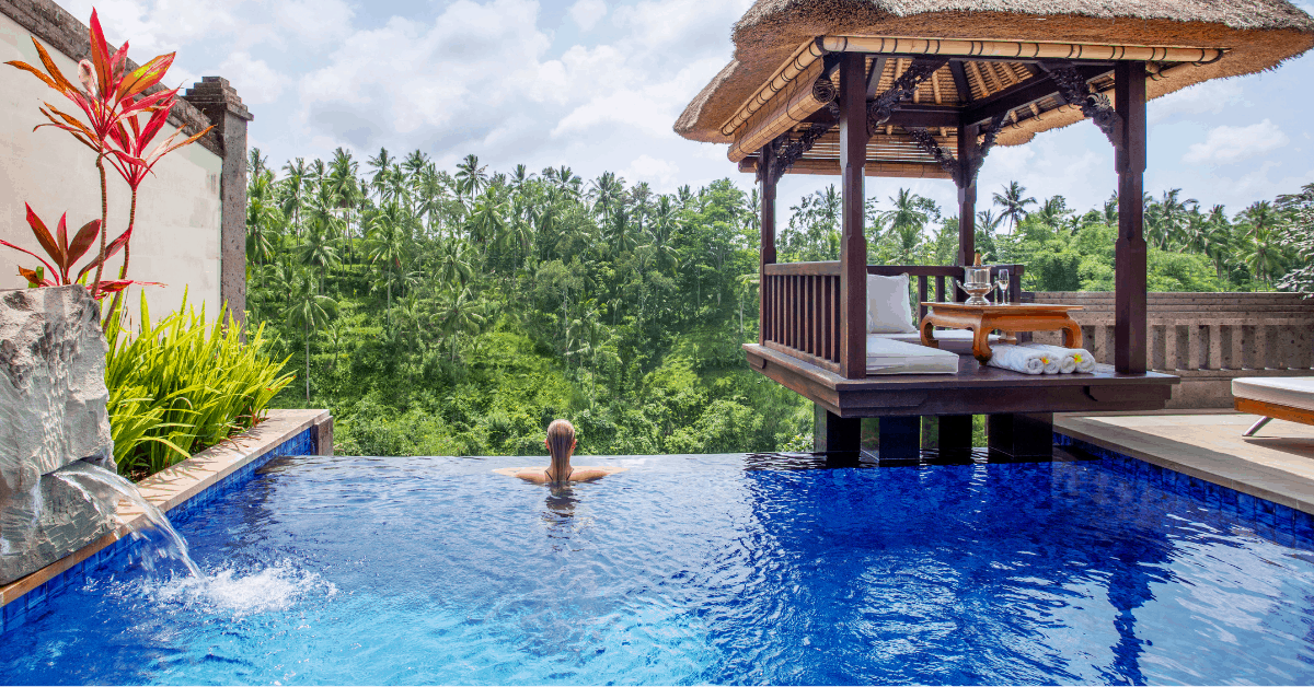 Gaze out across Bali's lush landscape from your own private pool. Image credit: Viceroy Bali