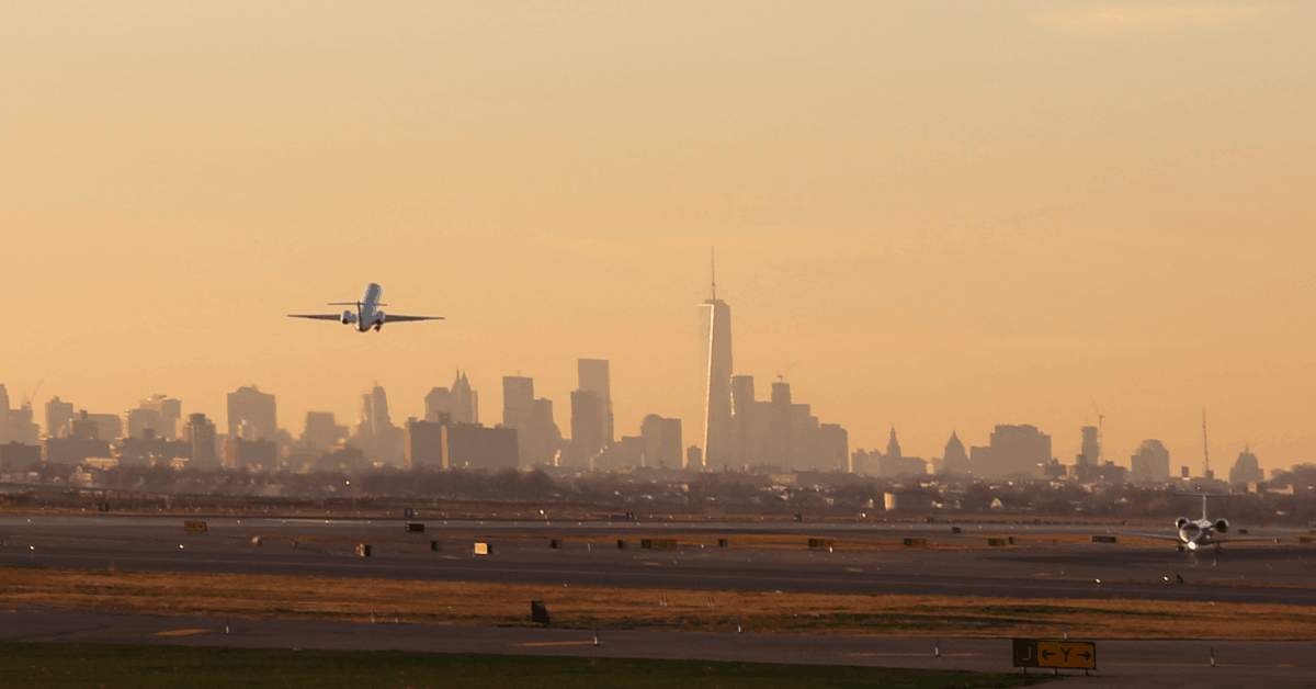 A plane takes off from JFK Airport. Image credit: yenwen/iStock