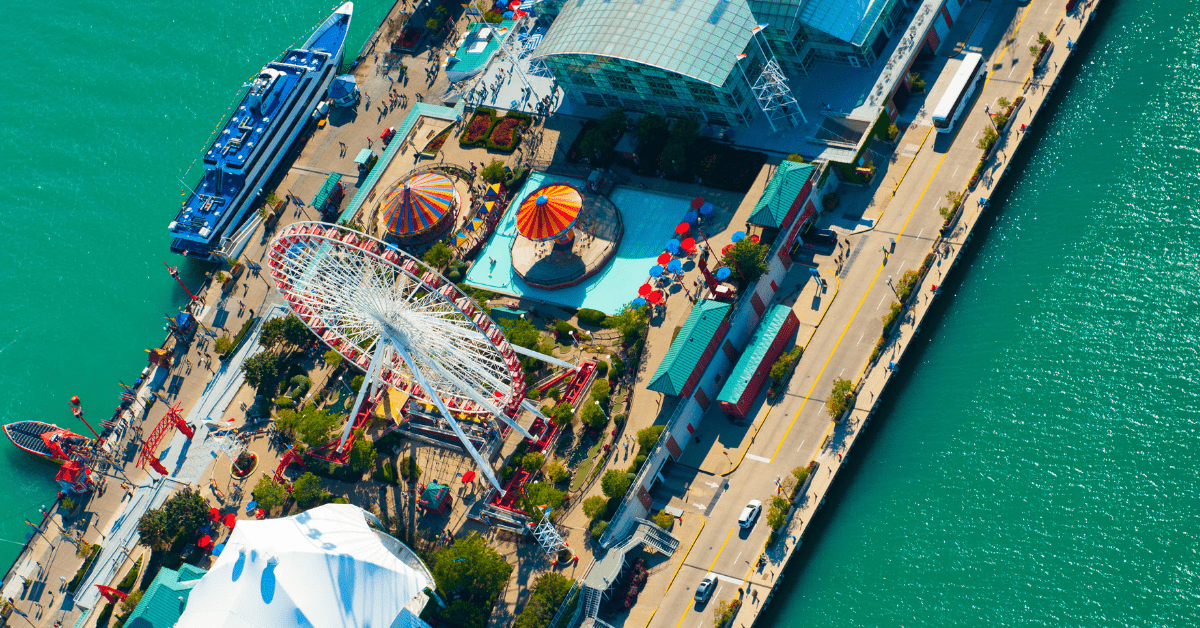 An aerial view of Navy Pier. Image credit: ChrisZoubris/iStock