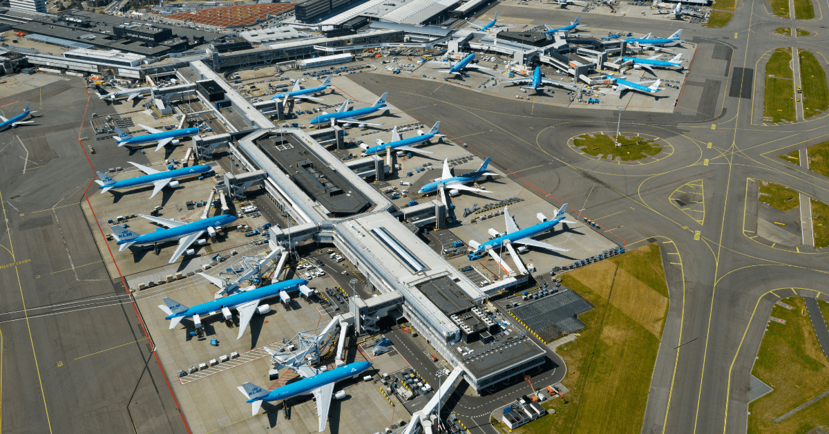 An aerial view of Amsterdam Airport Schiphol. Image credit: Schiphol