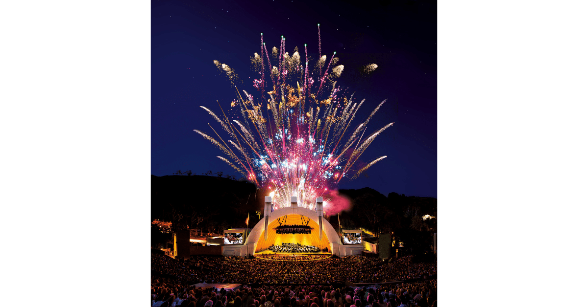 Fireworks during a Hollywood Bowl performance. Image credit: Craig Mathew/Mathew Imaging