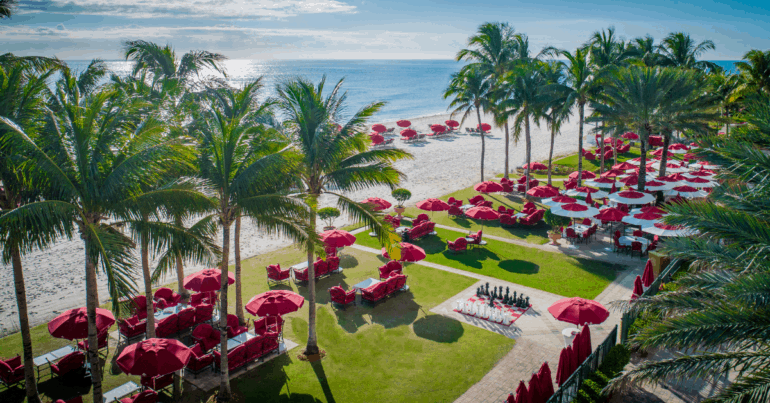 The front lawn at Acqualina Resort & Spa on the Beach. Image credit: Acqualina Resort & Spa on the Beach