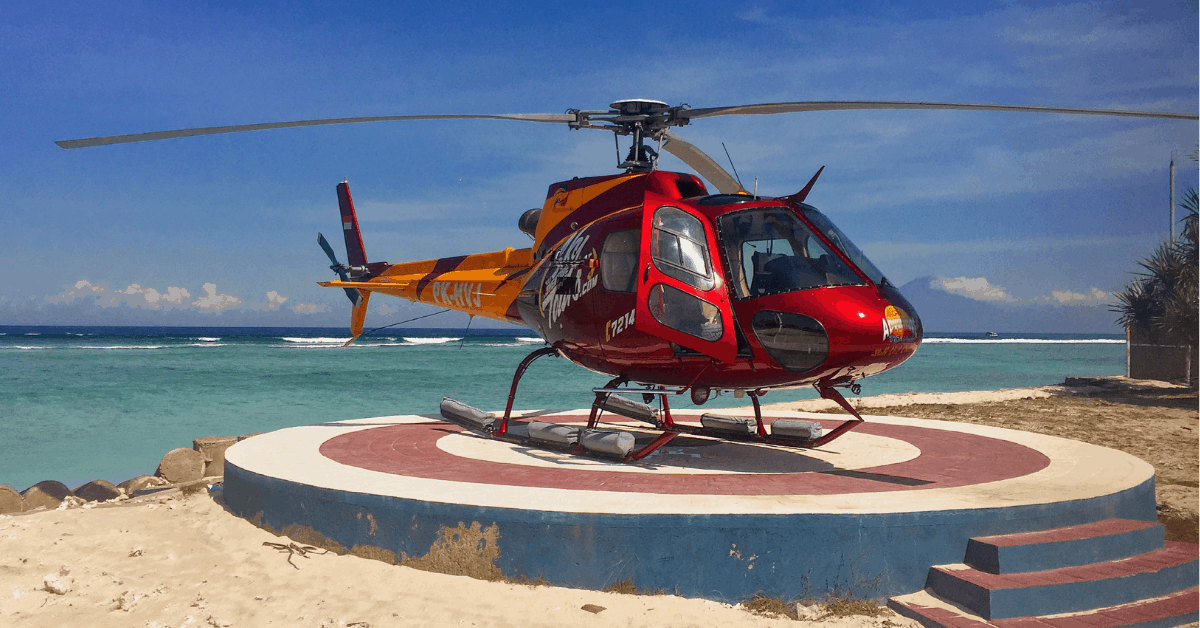Take to the skies around Bali in a helicopter. Image credit: Mason Sky Tours