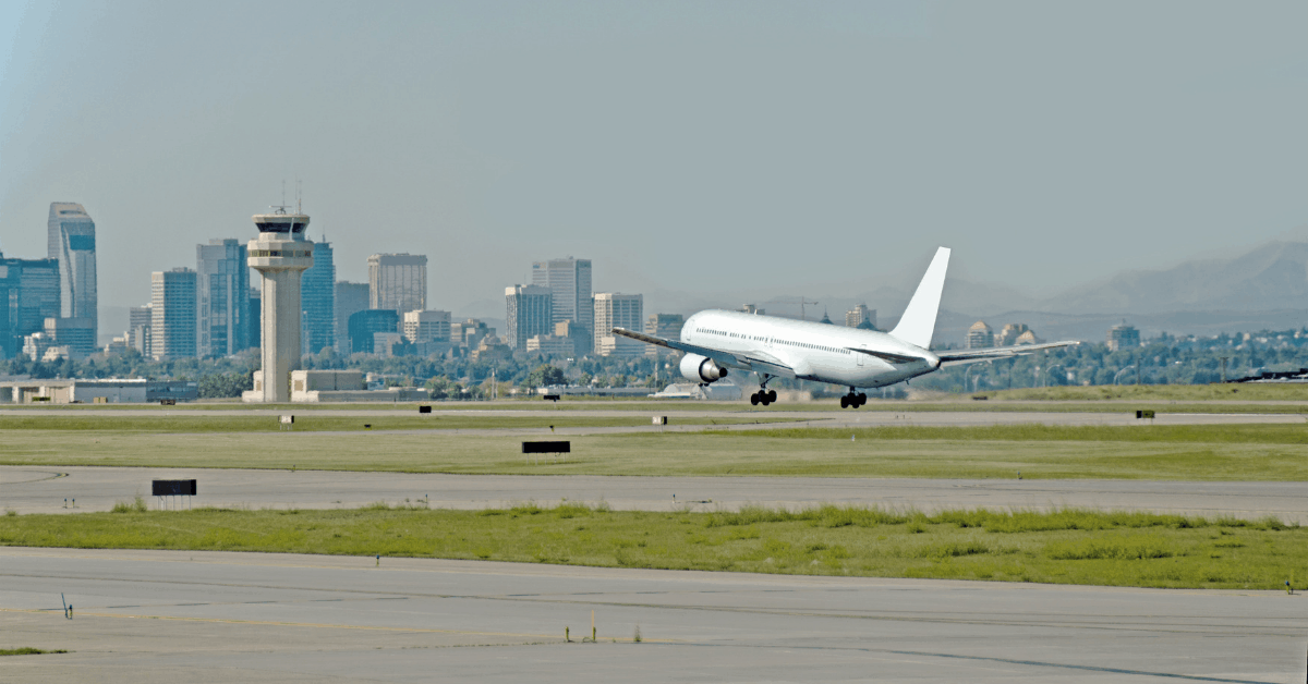 A plane lands at Calgary Airport. Image credit: wwing/iStock