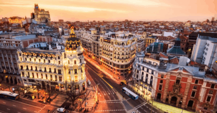 Aerial view of Madrid at dusk. Image credit: Eloi_Omella/iStock