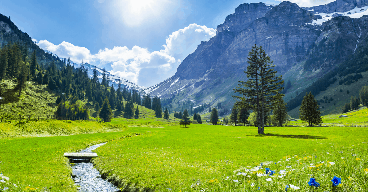 The Swiss mountainside in Spring. Image credit: by-studio/iStock