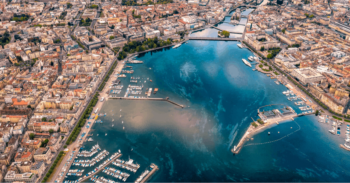 An aerial view of Geneva. Image credit: JaCZhou/iStock