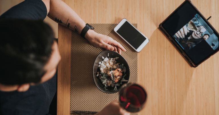 Enjoy a virtual dinner date with friends or family during lockdown. Image credit: visualspace/iStock