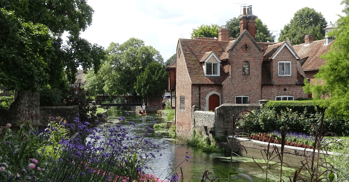 A charming brick house on a canal in Canterbury.
