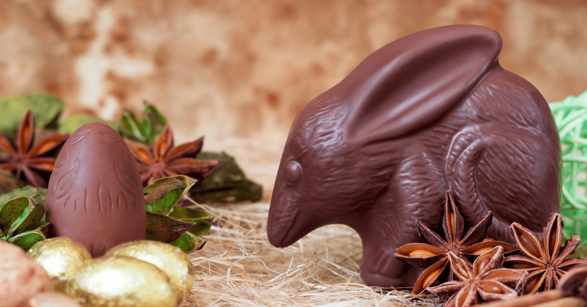 Sweet bilby-shaped chocolates nestled among festive decorations.